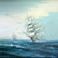 Listed Artist Hewett Jackson Original Oil Painting | Tall Ship Seascape | Large