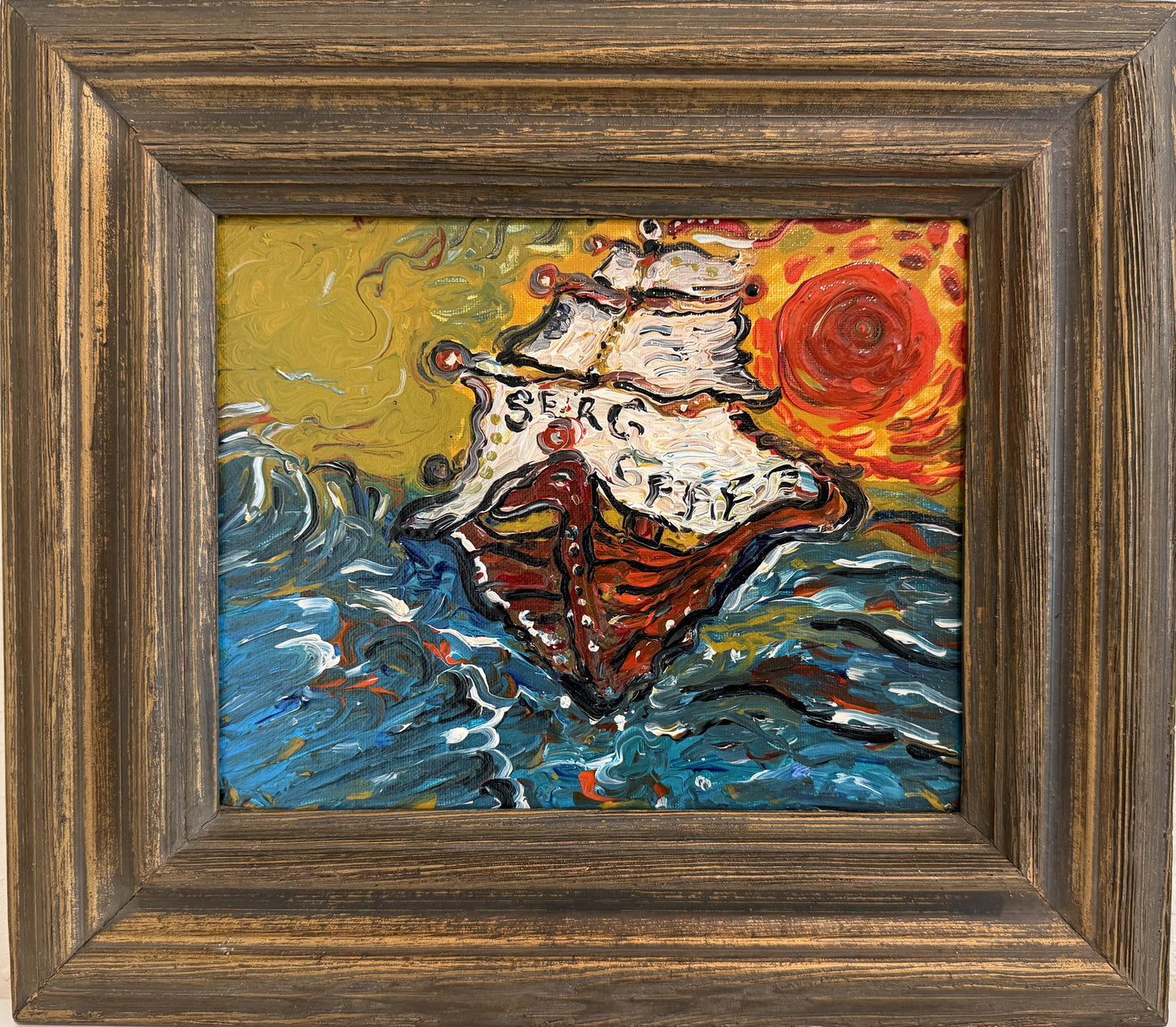 Serg Graff Acrylic Painting Ship Seascape "Tempest" Expressionist Modern Art COA