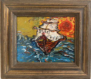 Serg Graff Acrylic Painting Ship Seascape "Tempest" Expressionist Modern Art COA