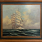 Vintage Tall Ship Oil Painting on Canvas Signed Framed Clipper Marine Seascape