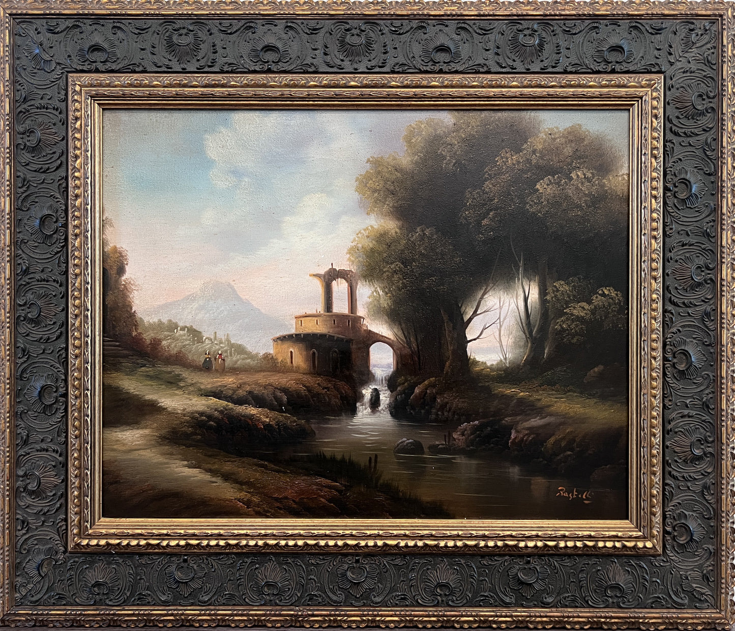 Antique Italian Landscape Oil Painting Signed Rastelli European School