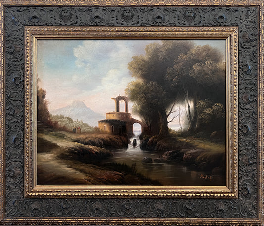 Antique Italian Landscape Oil Painting Signed Rastelli European School