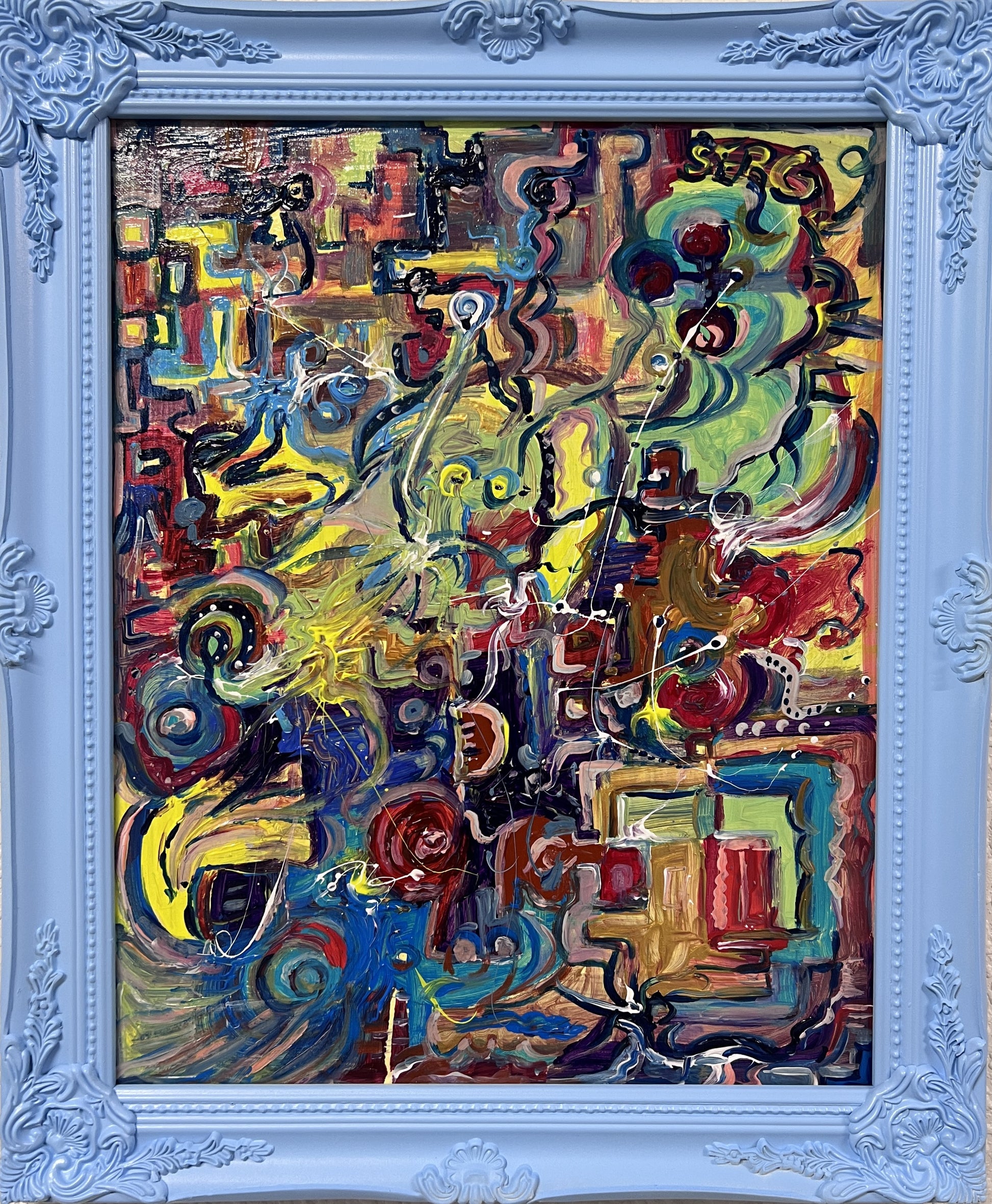 Original Abstract Painting on Canvas "Optimistic Creativity" by Serg Graff COA