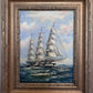 Framed Nautical Seascape Oil Painting by K. Dossi Maritime Ship Artwork