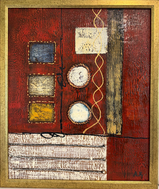 Original Abstract Textured Oil Painting by Alena Kalen "Cipher" Framed, COA