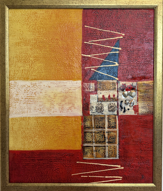 Original Abstract Textured Oil Painting by Alena Kalen "Totem" Framed, COA