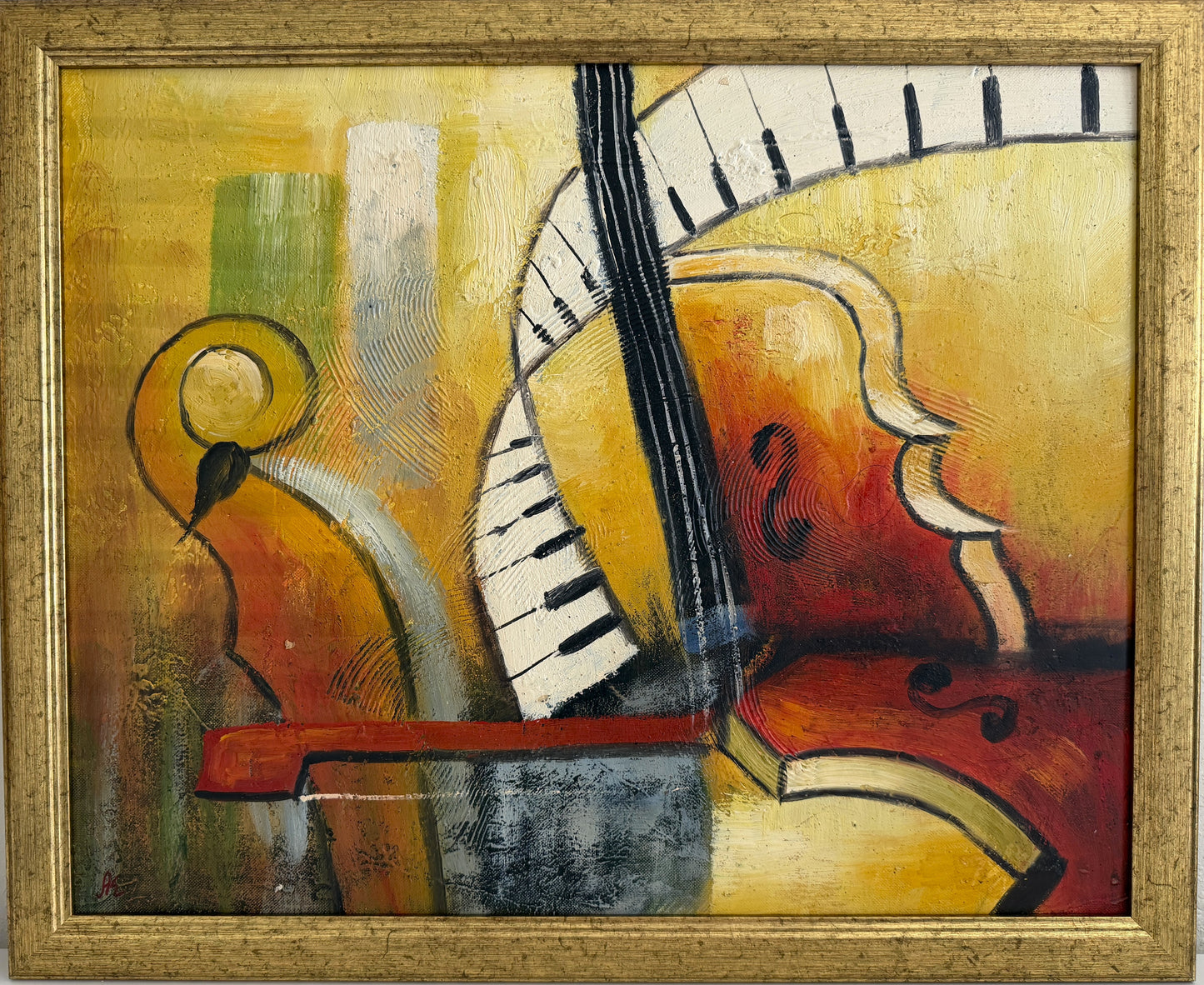 Original Abstract Oil Painting Alena Kalen Cadence Musical Art Contemporary, COA