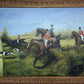 Huge Equestrian Fox Hunt Oil Painting, English Hunting Scene Art, Framed, Signed