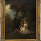 Miklós Santhó (Hungarian, 1869–1932) Antique Oil on board Painting Faun Maidens