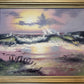 Seascape Oil Painting Signed Jian Ocean Waves Sunset, Impressionist Coastal Art