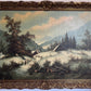 Simans Large Vintage Dutch Oil painting on canvas, Landscape, Gold Leaf Frame