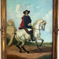 Large Antique Signed European Equestrian Portrait Oil Painting Late 19th Century