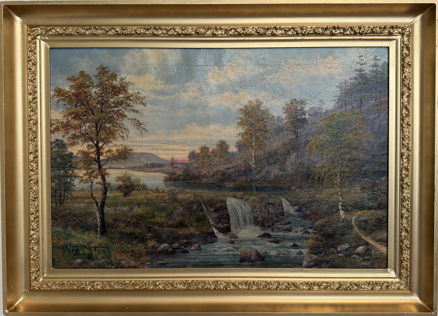 1907 American-Sweden Artist Gustav W. Leufstedt 1867-1909 Antique Landscape Art