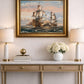 Vintage Oil Painting Naval Battle Ships Seascape Maritime Art Framed Signed