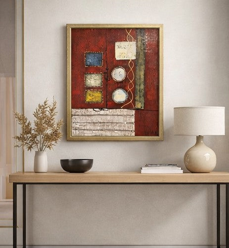 Original Abstract Textured Oil Painting by Alena Kalen "Cipher" Framed, COA