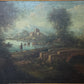 C. Patin Huge Vintage European Cityscape/ Landscape Oil Painting Gilt Frame