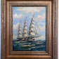 Framed Nautical Seascape Oil Painting by K. Dossi Maritime Ship Artwork