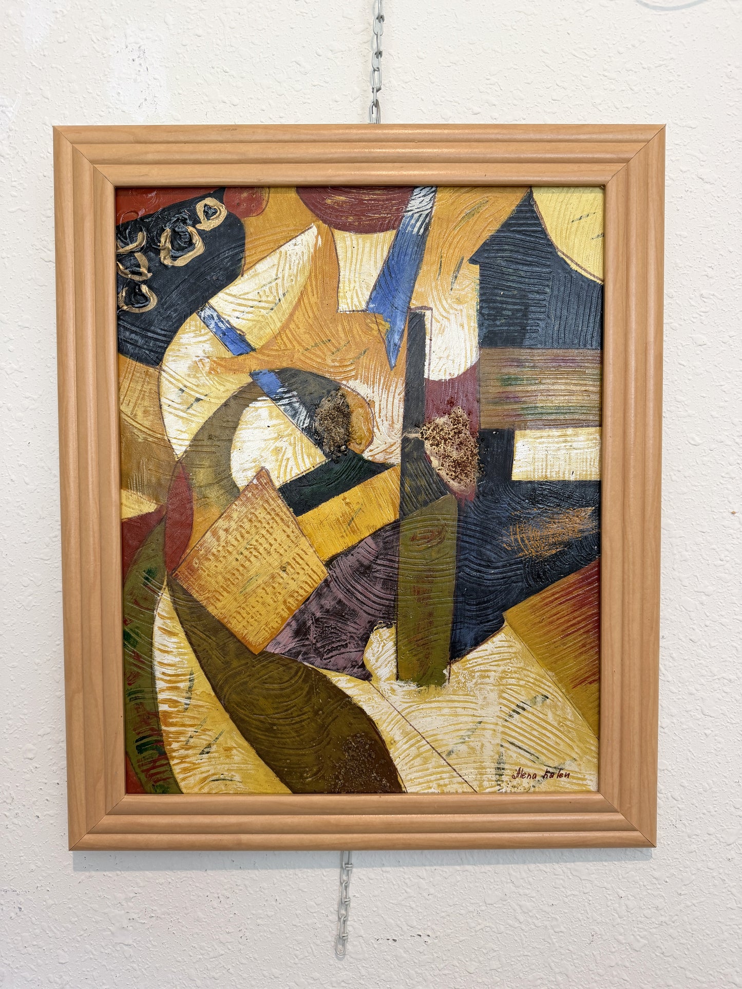 Alena Kalen Modern Geometric Original Abstract Oil Painting Cubist Reverie” COA