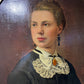 Antique 19th century oil painting on canvas, Female Portrait , Oval Frame