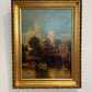 Antique 19th Century British Oil Painting by G. Wylle Rural Landscape Gilt Frame
