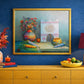Textured Signed Oil Painting Still Life, Folk Art Pottery Corn Adobe Scene Art