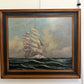Vintage Tall Ship Oil Painting on Canvas Signed Framed Clipper Marine Seascape
