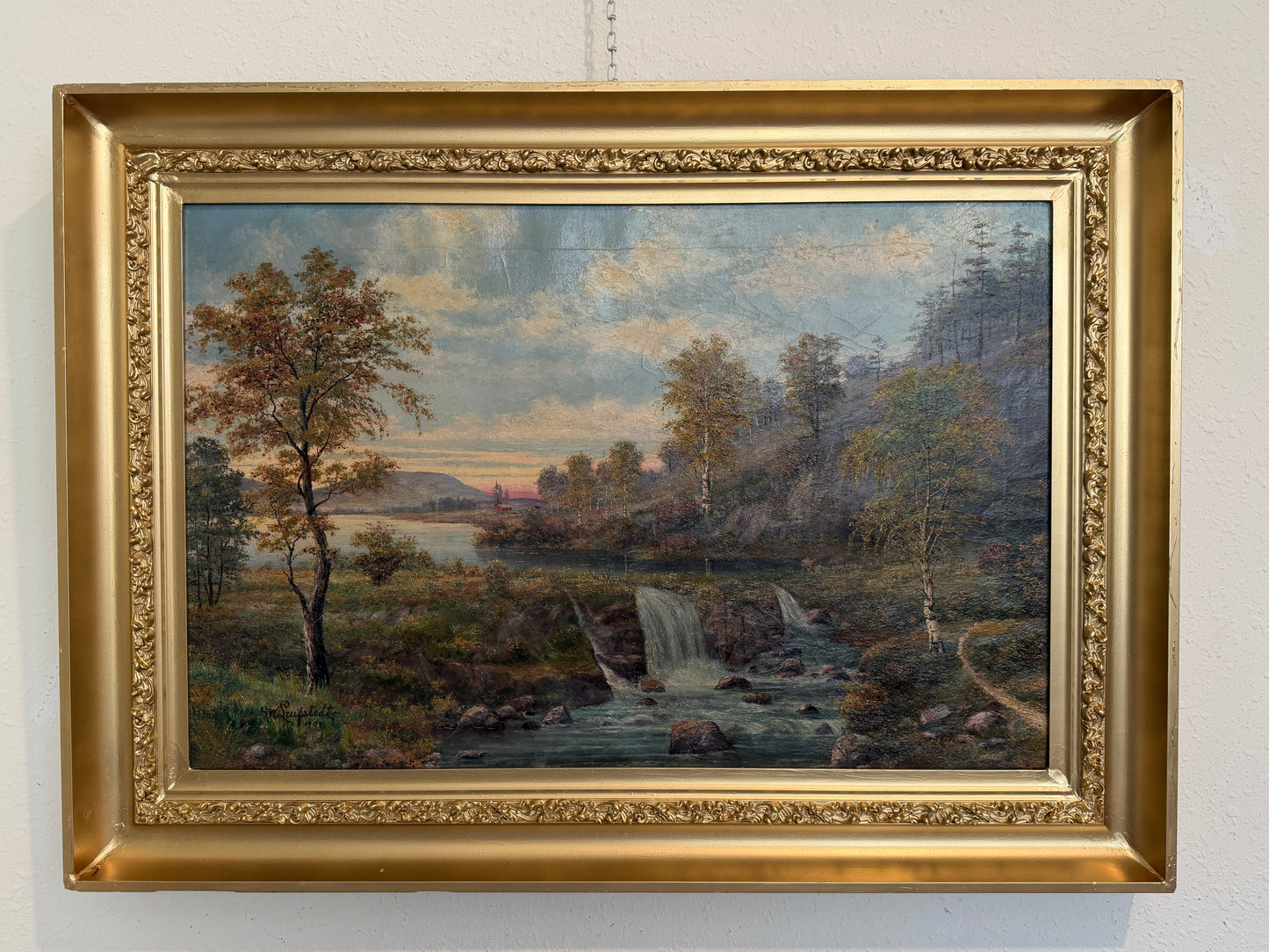 1907 American-Sweden Artist Gustav W. Leufstedt 1867-1909 Antique Landscape Art