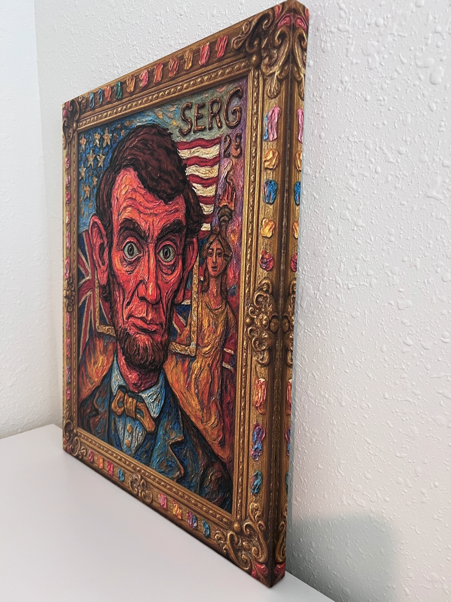Abraham Lincoln  20"x16" Print on Canvas by Serg Graff, Surreal Pop Art Portrait