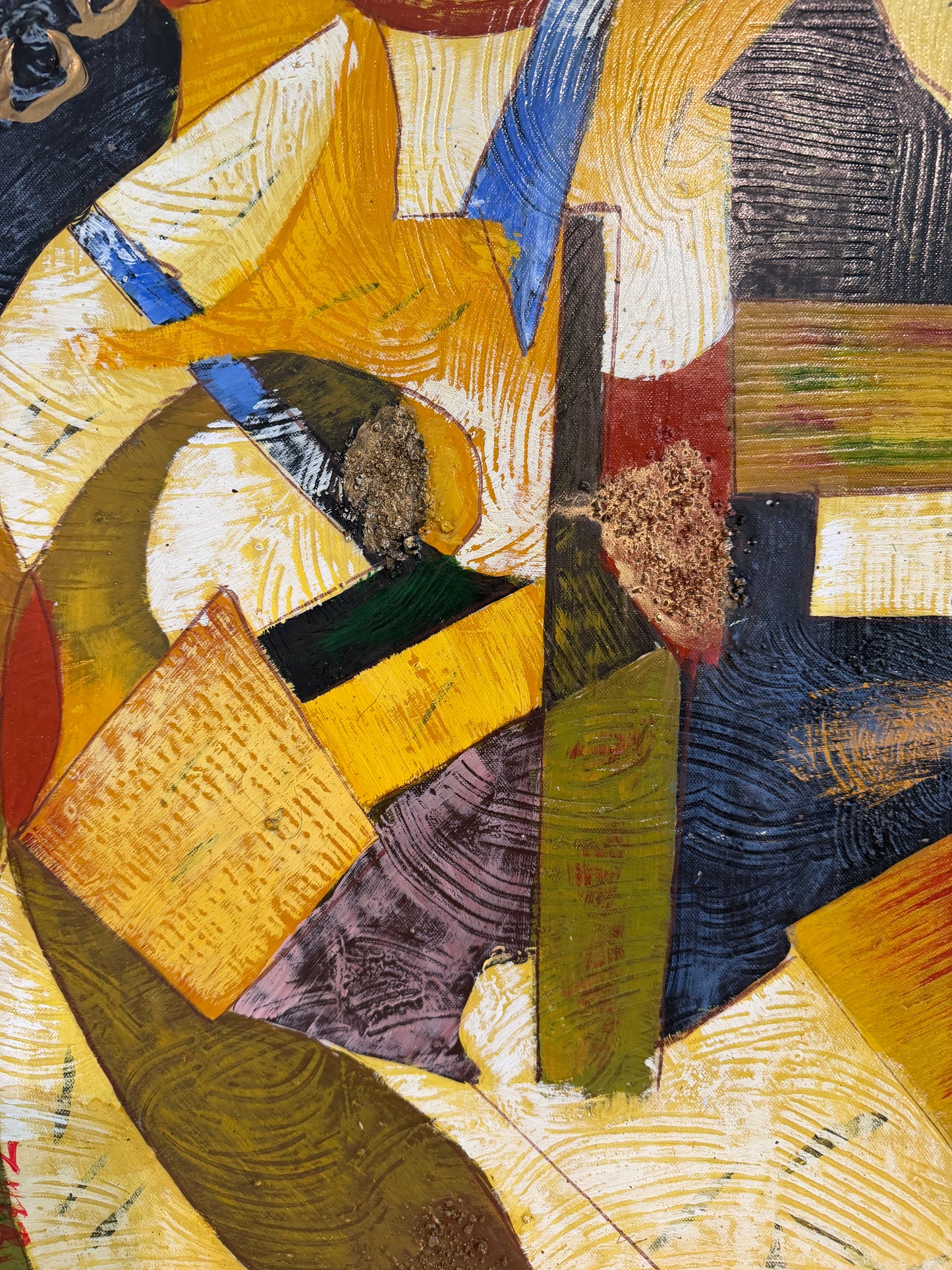 Alena Kalen Modern Geometric Original Abstract Oil Painting Cubist Reverie” COA