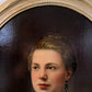 Antique 19th century oil painting on canvas, Female Portrait , Oval Frame