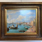 Original Antique Italian Venice Harbor Oil Painting on Board Signed K. Rossi