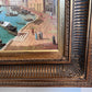 Original Antique Italian Venice Harbor Oil Painting on Board Signed K. Rossi