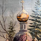 Oil Painting Winter Landscape with Russian Church –by Russian Artist Tresnevskiy