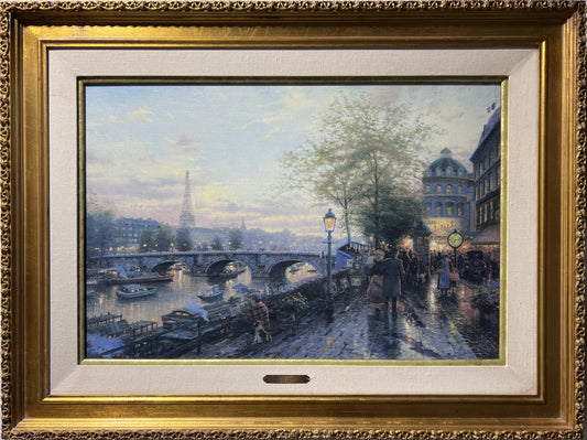 Thomas Kinkade Paris, Eiffel Tower 18" x 27" Framed S/N #98/2750 Canvas Painting