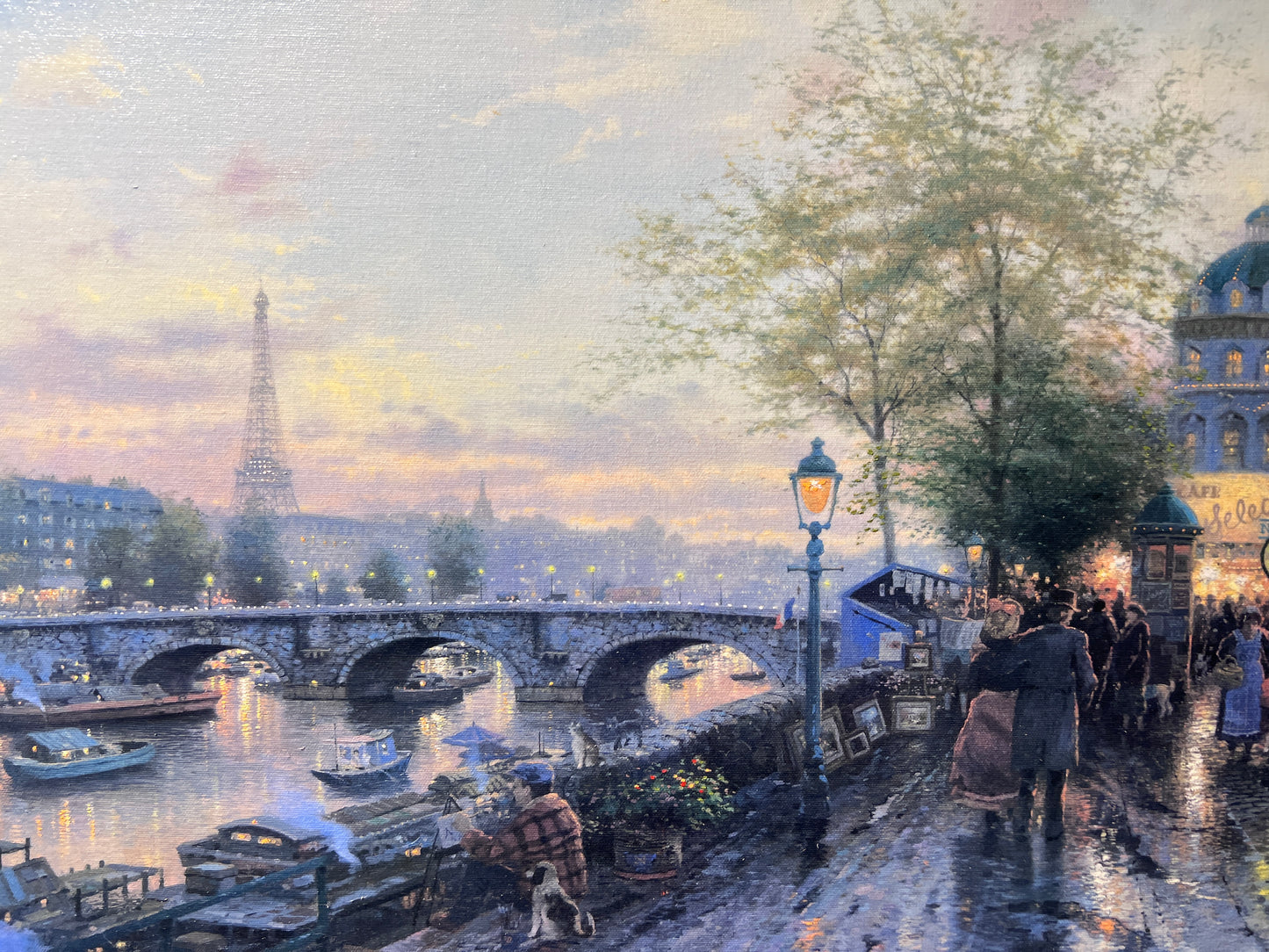 Thomas Kinkade Paris, Eiffel Tower 18" x 27" Framed S/N #98/2750 Canvas Painting