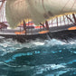 Majestic Tall Ship Original Oil Painting on canvas – Signed Hoffman – Framed