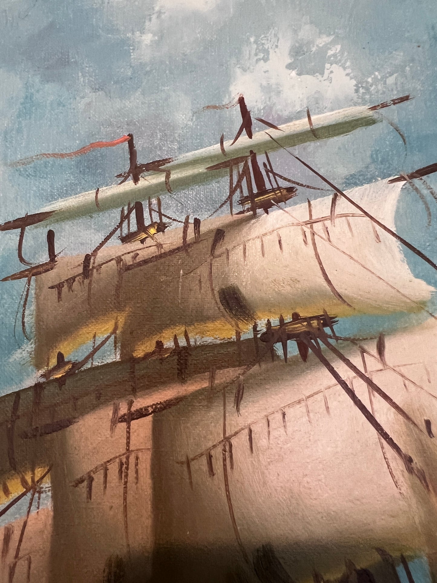 Majestic Tall Ship Original Oil Painting on canvas – Signed Hoffman – Framed