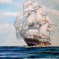 James Blade - Majestic Tall Ship Original Oil Painting on canvas – Gold Frame
