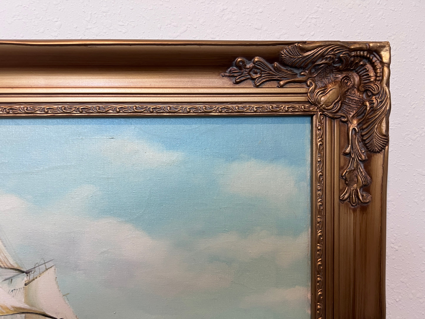 James Blade - Majestic Tall Ship Original Oil Painting on canvas – Gold Frame