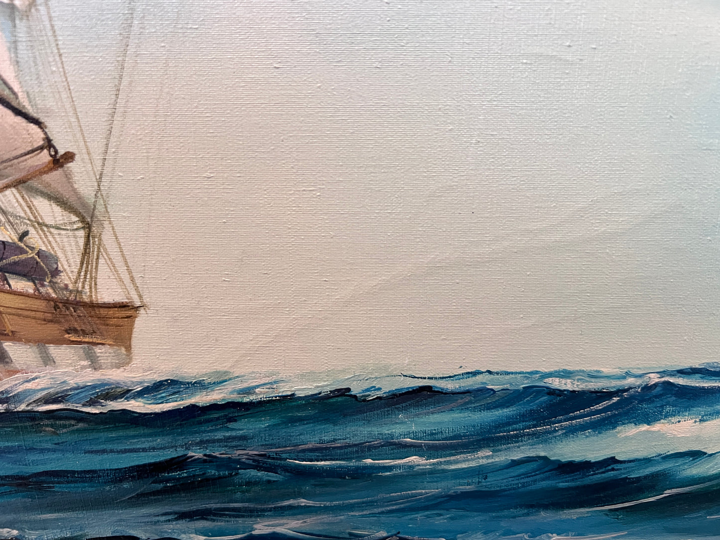 James Blade - Majestic Tall Ship Original Oil Painting on canvas – Gold Frame