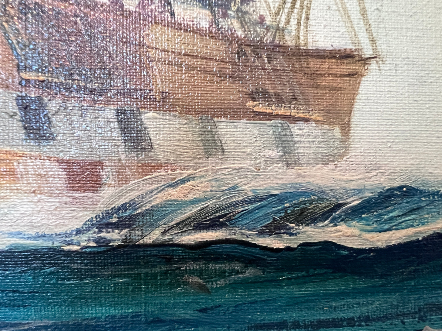 James Blade - Majestic Tall Ship Original Oil Painting on canvas – Gold Frame