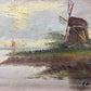 L. Brinksme Antique oil painting on canvas Windmill, Rural Landscape, Framed