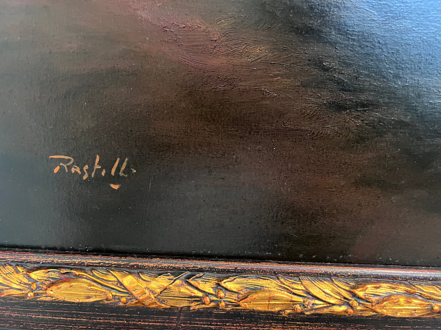 Antique Italian Landscape Oil Painting Signed Rastelli, Vintage Framed Art