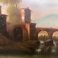 Antique Italian Landscape Oil Painting Signed Rastelli, Vintage Framed Art