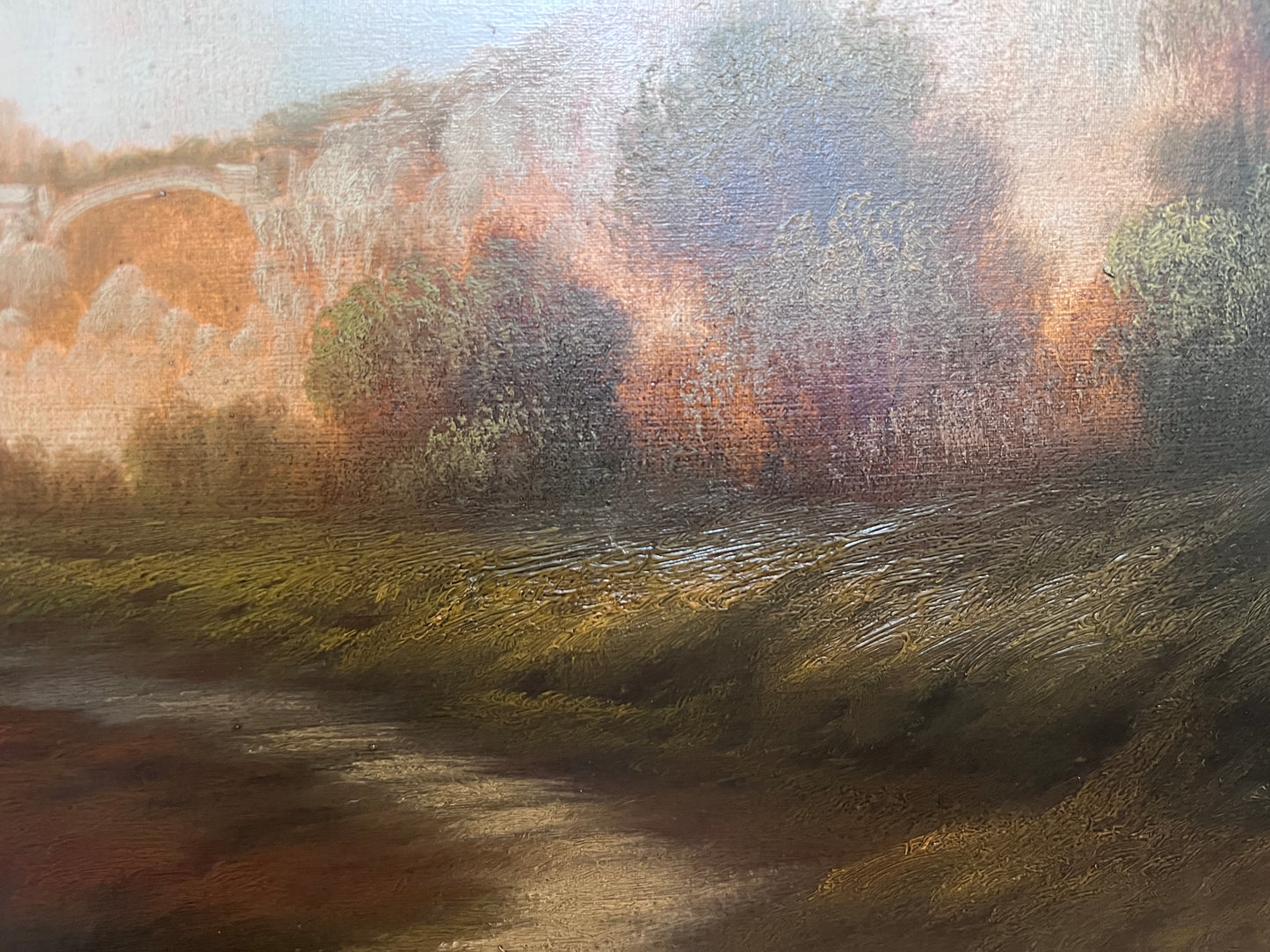 Antique Italian Landscape Oil Painting Signed Rastelli, Vintage Framed Art