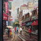Signed Small European Street Scene Oil Painting Impasto City Artwork, Framed