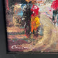 Signed Small European Street Scene Oil Painting Impasto City Artwork, Framed