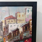 Signed Small European Street Scene Oil Painting Impasto City Artwork, Framed
