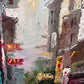 Signed Small European Street Scene Oil Painting Impasto City Artwork, Framed