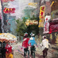 Signed Small European Street Scene Oil Painting Impasto City Artwork, Framed